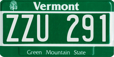 VT license plate ZZU291