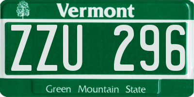 VT license plate ZZU296