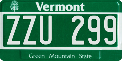 VT license plate ZZU299