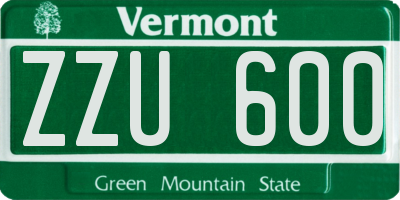 VT license plate ZZU600