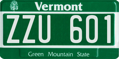 VT license plate ZZU601