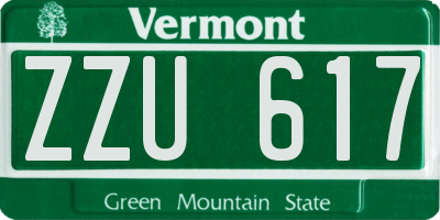 VT license plate ZZU617