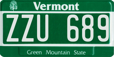 VT license plate ZZU689