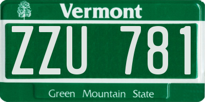VT license plate ZZU781