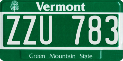 VT license plate ZZU783