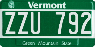 VT license plate ZZU792
