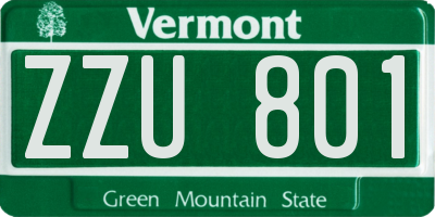 VT license plate ZZU801