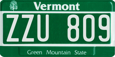 VT license plate ZZU809