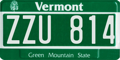VT license plate ZZU814