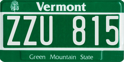 VT license plate ZZU815