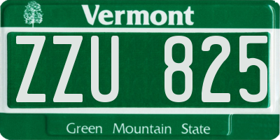 VT license plate ZZU825