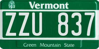 VT license plate ZZU837