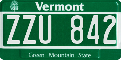 VT license plate ZZU842
