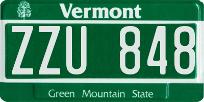 VT license plate ZZU848