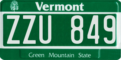 VT license plate ZZU849