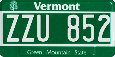 VT license plate ZZU852
