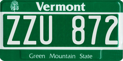 VT license plate ZZU872