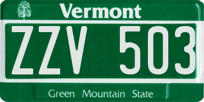 VT license plate ZZV503