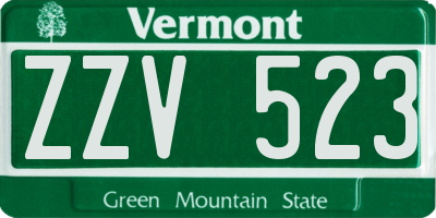 VT license plate ZZV523