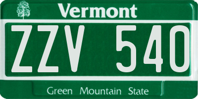 VT license plate ZZV540