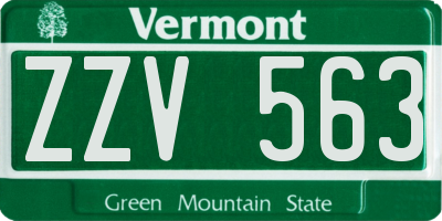 VT license plate ZZV563