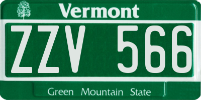 VT license plate ZZV566