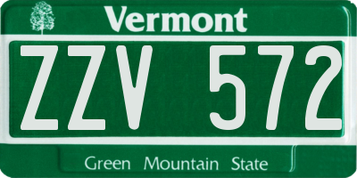 VT license plate ZZV572