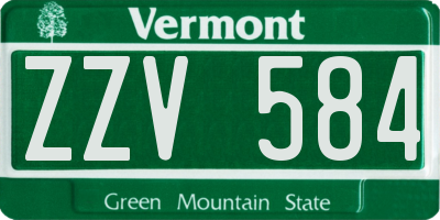 VT license plate ZZV584