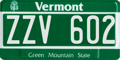 VT license plate ZZV602