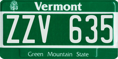 VT license plate ZZV635