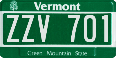 VT license plate ZZV701