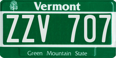 VT license plate ZZV707