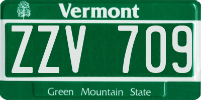 VT license plate ZZV709