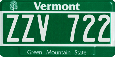 VT license plate ZZV722