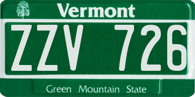 VT license plate ZZV726