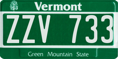 VT license plate ZZV733