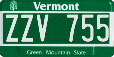 VT license plate ZZV755