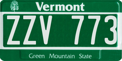 VT license plate ZZV773