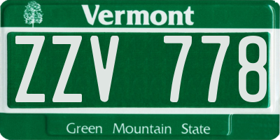 VT license plate ZZV778