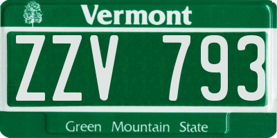 VT license plate ZZV793