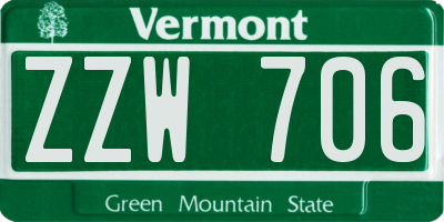 VT license plate ZZW706