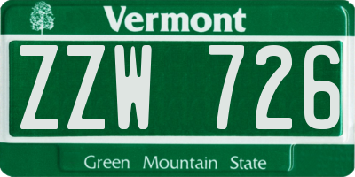 VT license plate ZZW726