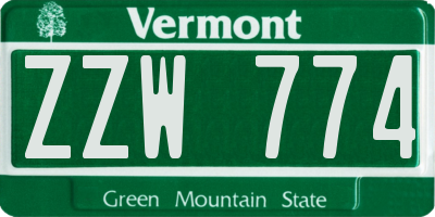 VT license plate ZZW774