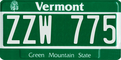 VT license plate ZZW775
