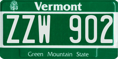VT license plate ZZW902