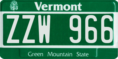 VT license plate ZZW966