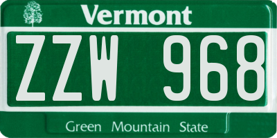 VT license plate ZZW968