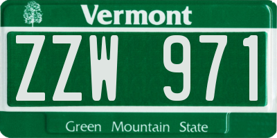 VT license plate ZZW971