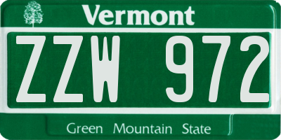 VT license plate ZZW972