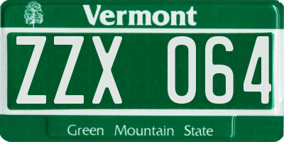 VT license plate ZZX064